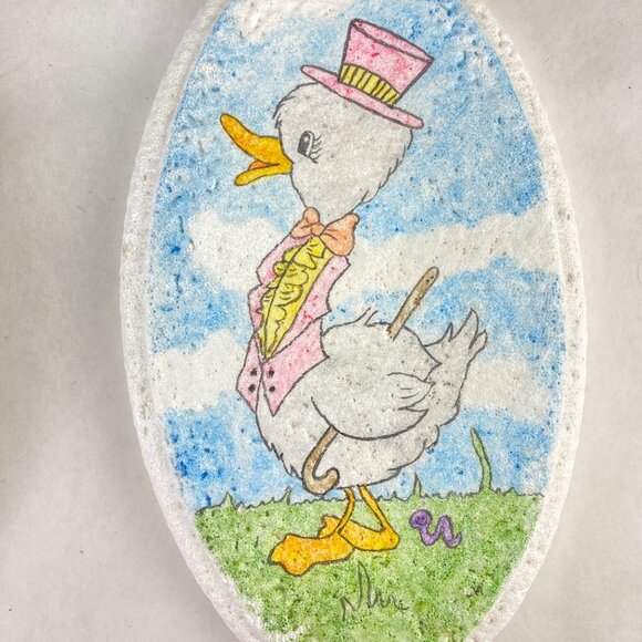 Vintage Hand Painted White Ducks Geese Plaster Wall Décor Set of 2 - Picture 3 of 10